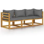 vidaXL 3-Sitzer-Gartensofa mit Auflage Akazie Massivholz