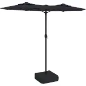 vidaXL Doppel-Sonnenschirm mit LED-Leuchten Schwarz 316x145 cm
