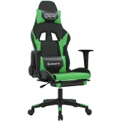vidaXL Gaming-Stuhl mit Massage & Fußstütze Schwarz & Grün Kunstleder