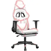 vidaXL Gaming-Stuhl mit Fußstütze Weiß und Rosa Kunstleder