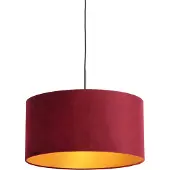 QAZQA Hängelampe mit Veloursschirm rot mit Gold 50 cm - Combi