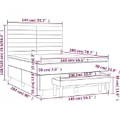 vidaXL Boxspringbett mit Matratze Dunkelbraun 140x200 cm Stoff