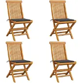 vidaXL Gartenstühle mit Anthrazit Kissen 4 Stk. Massivholz Teak