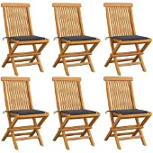 vidaXL Gartenstühle mit Anthrazit Kissen 6 Stk. Massivholz Teak