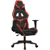 The Living Store Gaming-Stuhl mit Massage & Fußstütze Schwarz & Rot Kunstleder