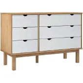 vidaXL Schubladenschrank OTTA Braun & Weiß 111x43x73,5 cm Massivholz