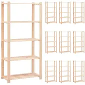 vidaXL Lagerregale 5 Böden 10 Stk. 80x38x170cm Massivholz Kiefer 250kg