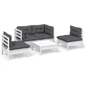 The Living Store 5-tlg. Garten-Lounge-Set mit Kissen Kiefer Massivholz