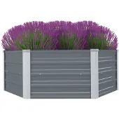 vidaXL Hochbeet 129 x 129 x 45 cm Verzinkter Stahl Grau