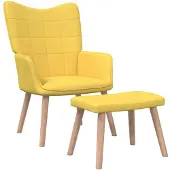 vidaXL Relaxsessel mit Hocker Senfgelb Stoff