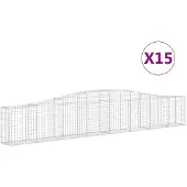 vidaXL Gabionen mit Hochbogen 15 Stk. 400x30x60/80 cm Verzinktes Eisen