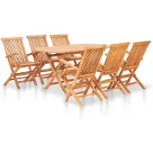 vidaXL Vetonek 7-tlg. Garten-Essgruppe Klappbar Massivholz Teak