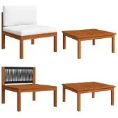 vidaXL 2-teiliges Garten-Lounge-Set mit Kissen Holz Akazie & Seil