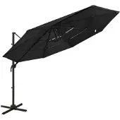 vidaXL Sonnenschirm mit Aluminium-Mast 4-lagig Schwarz 3x3 m