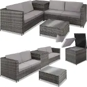 TecTake Rattan Lounge Siena für 4 Personen widerstandsfähig und UV-beständig
