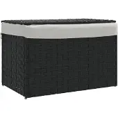 vidaXL Wäschekorb mit Deckel Schwarz 55,5x35x34 cm Poly Rattan