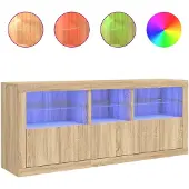 vidaXL Sideboard mit LED-Leuchten Sonoma-Eiche 162x37x67 cm
