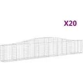 vidaXL Gabionen mit Hochbogen 20 Stk. 400x30x60/80 cm Verzinktes Eisen