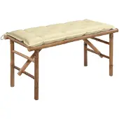 vidaXL Klappbare Gartenbank mit Auflage 118 cm Bambus