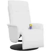vidaXL Massagesessel mit Fußteil Weiß Kunstleder