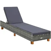 vidaXL Sonnenliege mit Auflage Poly Rattan Grau