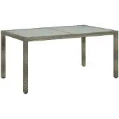 vidaXL Gartentisch 150x90x75 cm Hartglas und Poly Rattan Grau