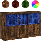 vidaXL Sideboard mit LED-Leuchten Räuchereiche 162x37x100 cm