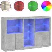 vidaXL Sideboard mit LED-Leuchten Betongrau 162x37x100 cm