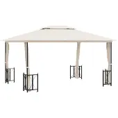 vidaXL Pavillon mit Seitenwänden & Doppeldach 3x4 m Creme