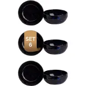 Palmer 6 x Bama Blue Schalen Set, Steinzeug, Ø 12 cm, Inhalt 0,30 L, blau schwarz gesprenkelt, Hochglanz, moderne Ausstrahlung
