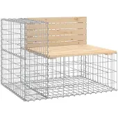 vidaXL Gartenbank aus Gabionen 92x71x65,5 cm Massivholz Kiefer