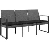 vidaXL Gartenbank 3-Sitzer mit Kissen Dunkelgrau PP-Rattan