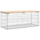 vidaXL Gartenbank aus Gabionen 103x44x42 cm Massivholz Kiefer