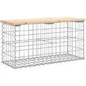 vidaXL Gartenbank aus Gabionen 83x31,5x42 cm Massivholz Kiefer