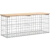 vidaXL Gartenbank aus Gabionen 103x31,5x42 cm Massivholz Kiefer