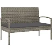 vidaXL Gartenbank mit Kissen Grau 105 cm Poly Rattan