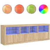 vidaXL Sideboard mit LED-Leuchten Sonoma-Eiche 202x37x67 cm