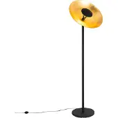 QAZQA Industrielle Stehleuchte Schwarz mit Goldenem Innenleben 60 cm Magnax