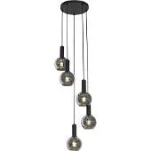 QAZQA Art Deco Hängelampe schwarz mit Rauchglas rund 5-flammig - Josje