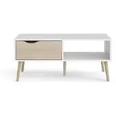 Ebuy24 Napoli Couchtisch mit 1 Schublade und 1 Ablage weiss/Eiche.