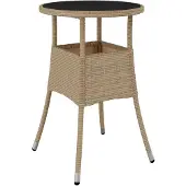 vidaXL Gartentisch Ø60x75 cm Hartglas und Poly Rattan Beige