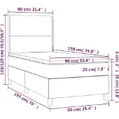 vidaXL Boxspringbett mit Matratze Dunkelbraun 90x190 cm Stoff