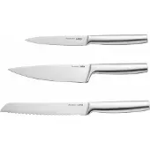 Berghoff LEO 3-teiliges classic Messerset Legacy - Grau - Ohne Messerblock - Edelstahl, Handwäsche empfohlen - Küchenmesser, Allzweckmesser und Brotmesser