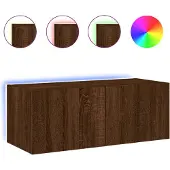 vidaXL TV-Wandschrank mit LED-Leuchten Braun Eichen-Optik 80x35x31 cm