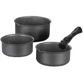 Big Buy Cooking 3er-Set mattgraue Kochtöpfe (16, 18, 20 cm) + 1 abnehmbarer Griff – Aluminium – Antihaftbeschichtung – Für alle Herdarten geeignet, inklusive Induktion