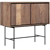 DTP Home Sideboard Metropole aus Teakholz, Industrial Design, naturfarben, 2 Türen, Metallgestell