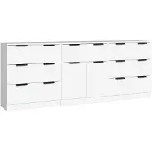 vidaXL 3-tlg. Sideboard Weiß Holzwerkstoff