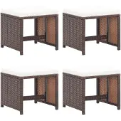 vidaXL Gartenhocker 4 Stk. mit Kissen Poly Rattan Braun