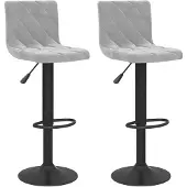 vidaXL Barhocker 2 Stk. Hellgrau Samt