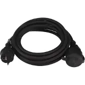 Perel Gummi-Verlängerungskabel 5 Meter 3G1.5 schwarz Schuko